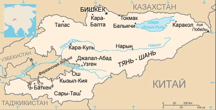 Карта Кыргызстана